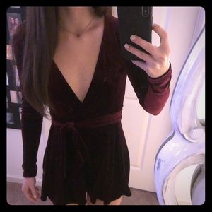 Garnet velvet romper
